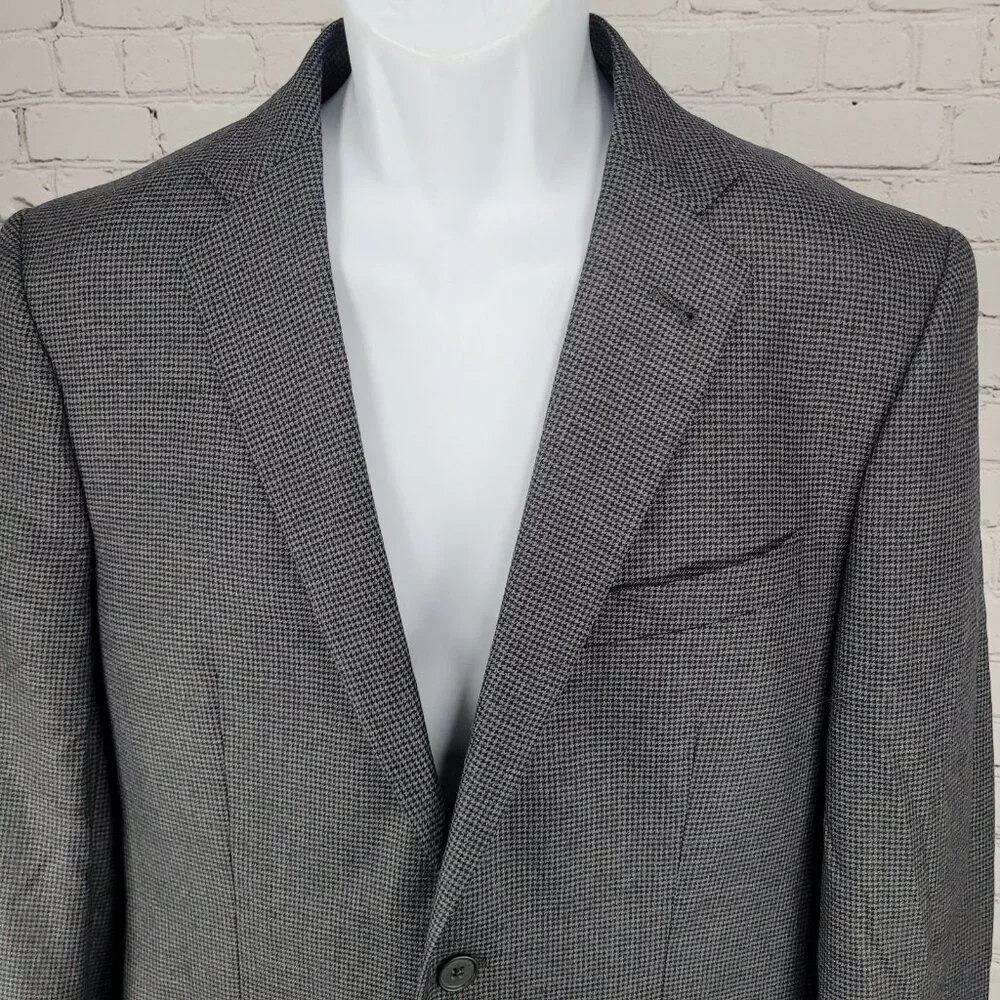 NWT Joseph Abboud Grey 100% Wool Houndstooth Blazer Sport Coat USA Made Size 40R